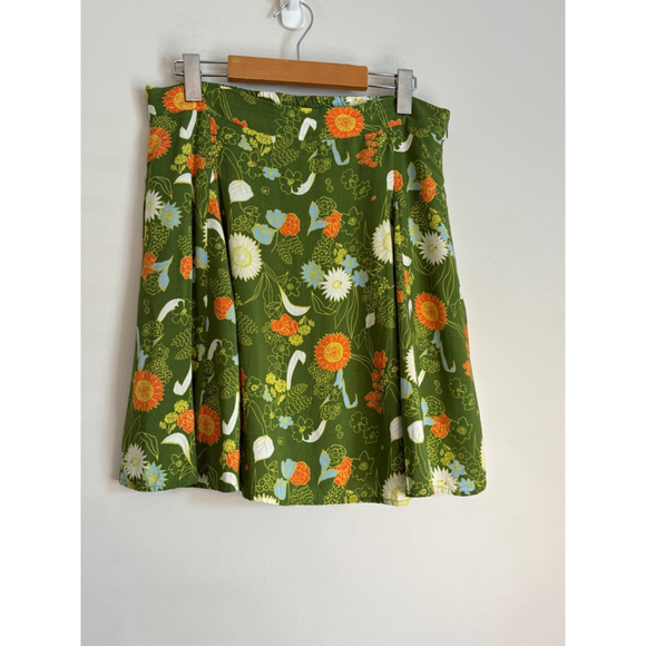 Modcloth Green Floral Circle Skirt Women's Size Large - Picture 3 of 12